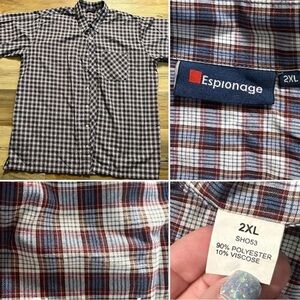 Mens Size 2XL - Short Sleeves - Plaid - Button Down - By Espionage